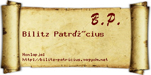 Bilitz Patrícius névjegykártya